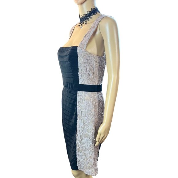 Adrianna Papell Women's Haley Dress Side Lace Detail Bodycon Racy Glam - Picture 2 of 6